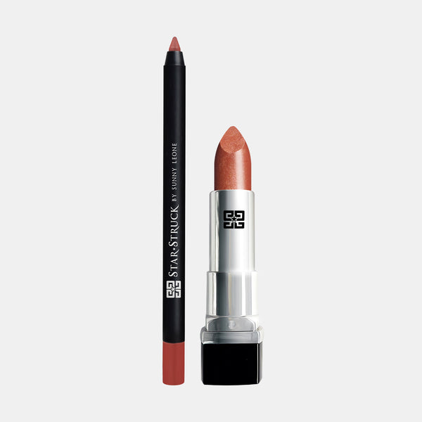 Bronze Beauty - 2Pcs Lip Kit, Lipstick & Lipliner Kit - Shimmer Brown