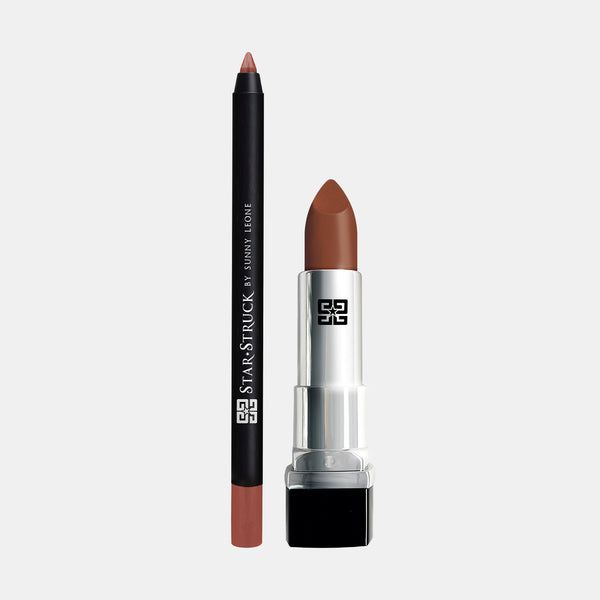 Cinnamon - 2Pcs Lip Kit, Lipstick & Lipliner Kit - Brown