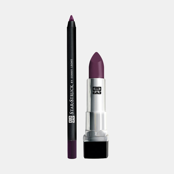 Wine - 2Pcs Lip Kit, Lipstick & Lipliner Kit - Deep Purple